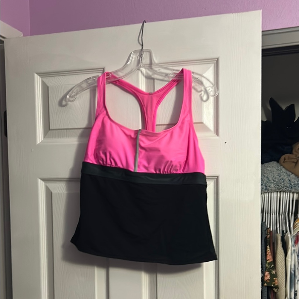 Women's Pink and Black Tank Top